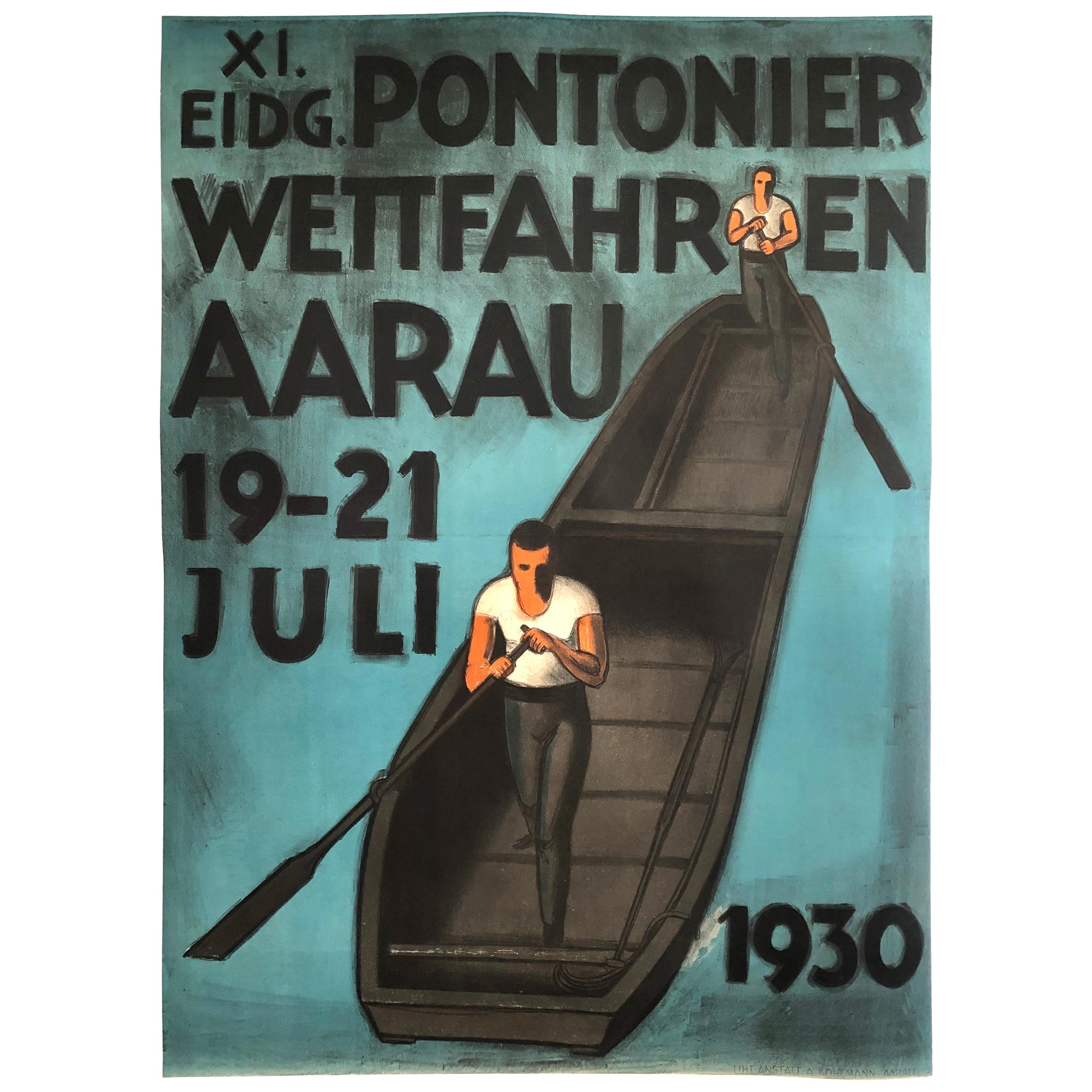  1930 Swiss Punt Boat Rowing Racing Poster