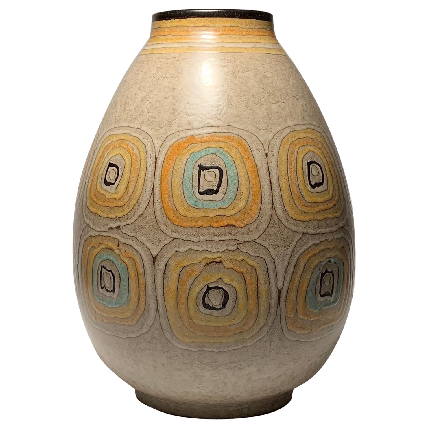 Large Vintage Alvino Bagne Signed Ceramic Vase