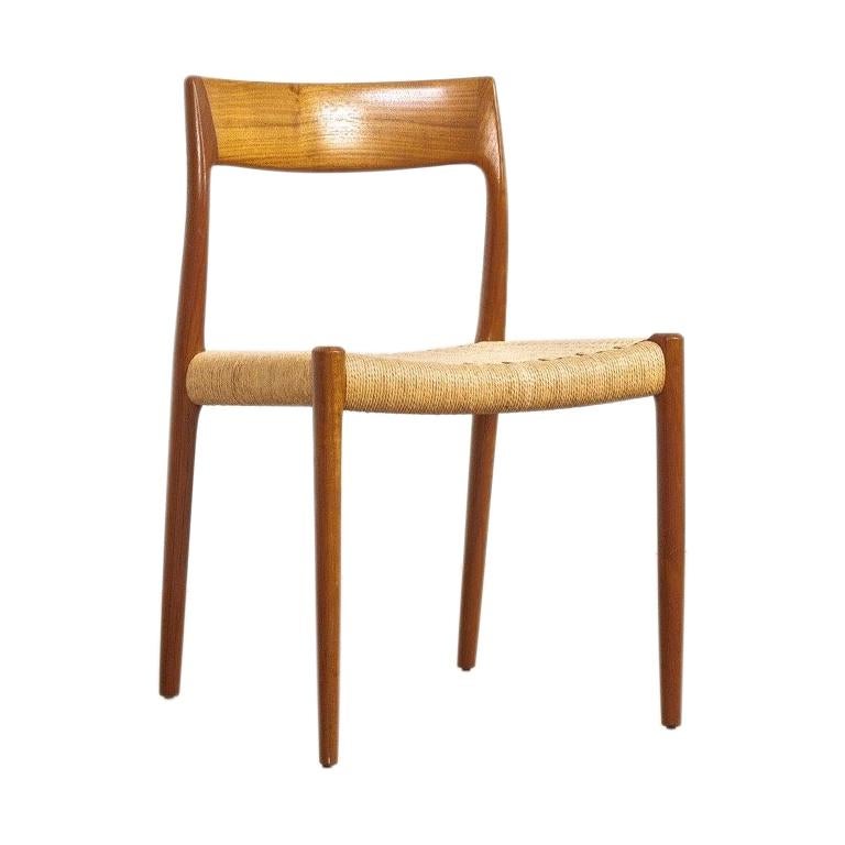 Midcentury Danish Modern Niels Møller Teak and Danish Cord Dining Chair, 1960s