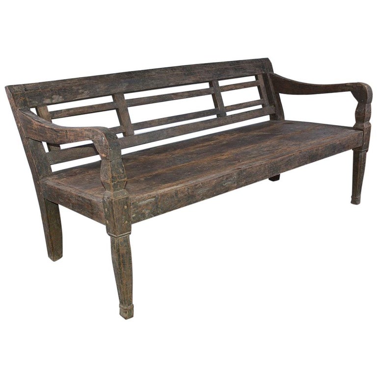 Antique Colonial Teak Wood Daybed Bench For Sale at 1stDibs