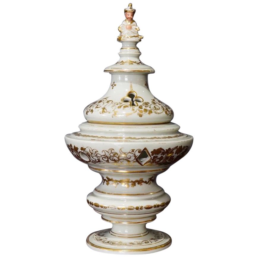 French Potpourri Vase, Celadon Ground, circa 1870 For Sale