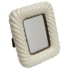 Tommaso Barbi off White Porcelain Ceramic and Brass Picture Frame