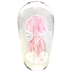21st Century Organic Modern Blown Cased Art Glass Jelly Fish Sculpture