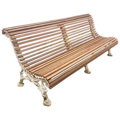 19th Century Cast Iron Slated Garden Bench