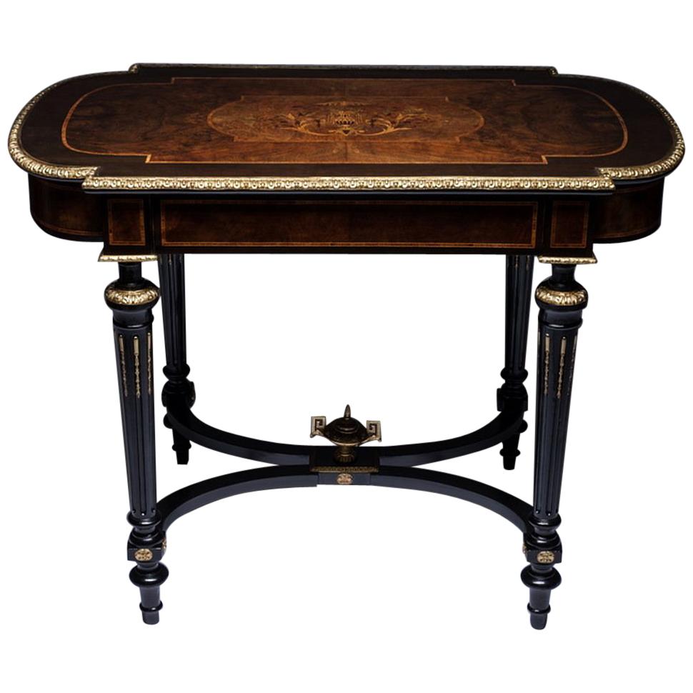 Louis XVI Style Gilt Bronze and Marquetry Center Table France, 19th Century