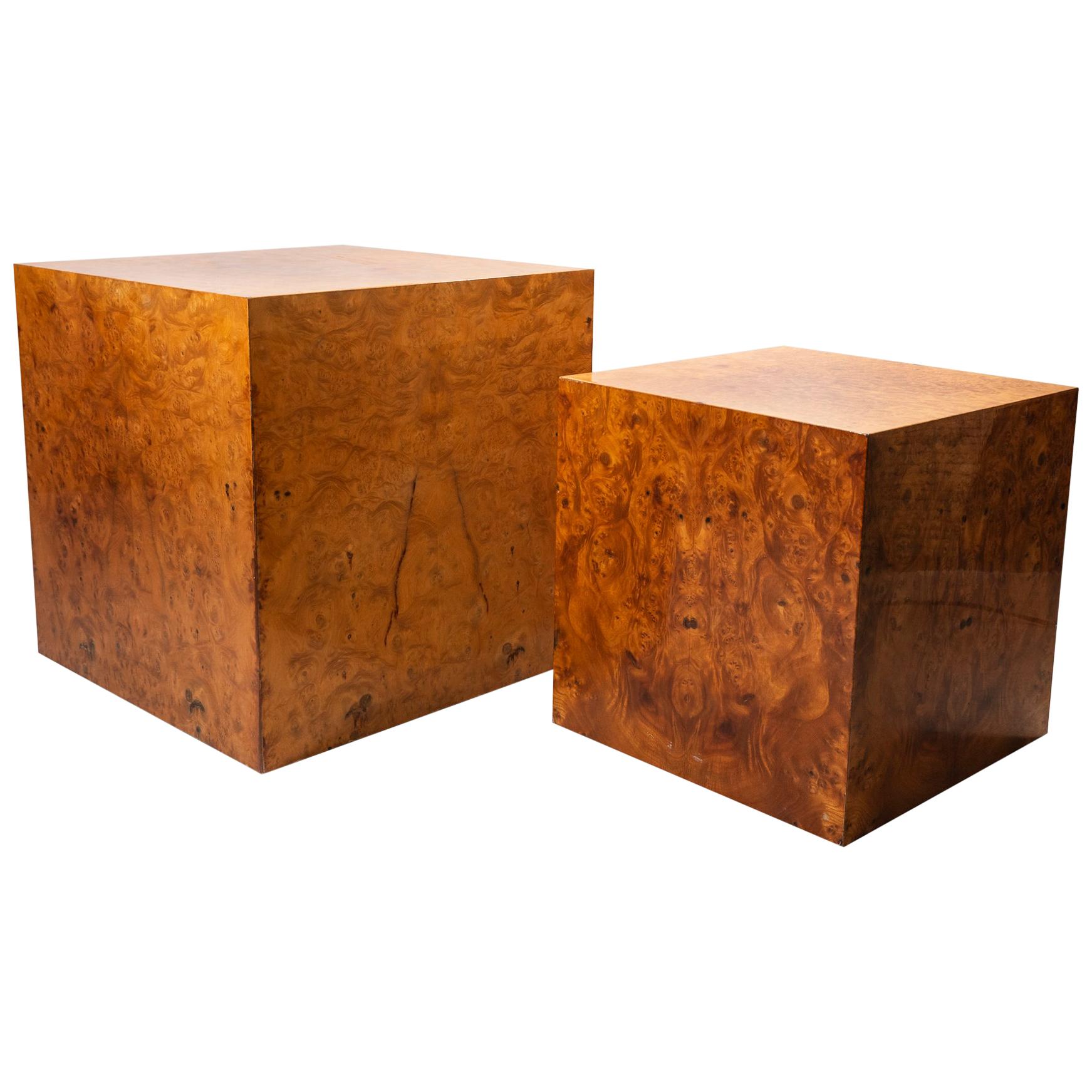 Jean-Claude Mahey, Two Side Tables, Wood, circa 1970, France