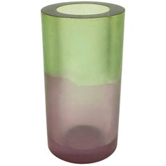 Green Purple Resin Vase Postmodern Memphis Style by Steve Zoller