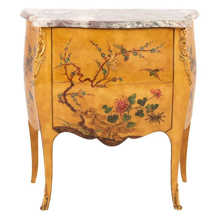 Small Louis XV Style Yellow Lacquered Commode, circa 1950