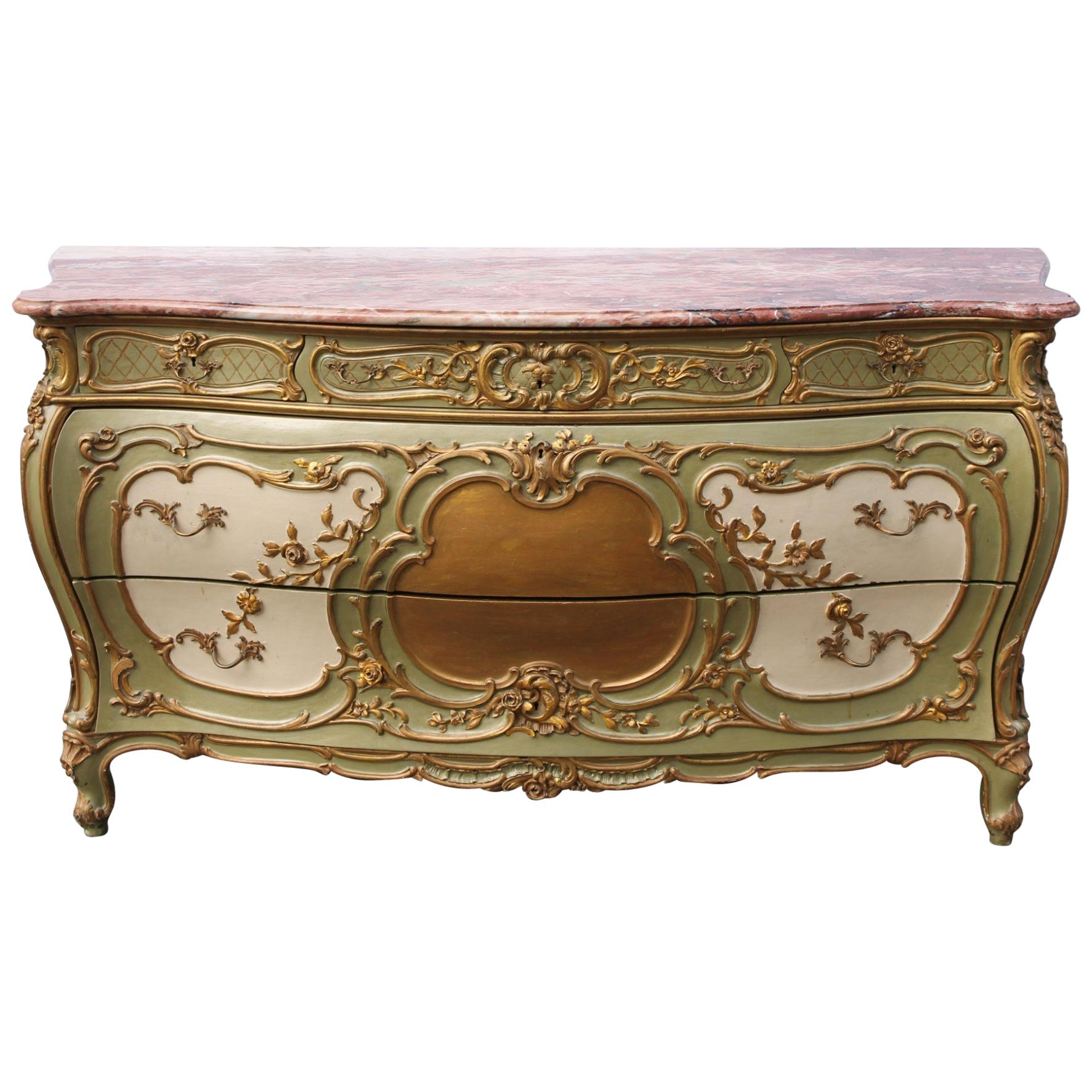 Carved and Giltwood Chest of Drawers Style Louis XV