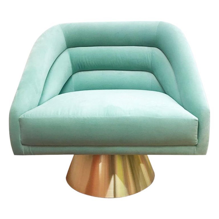 Hollywood Style Mint Velvet and Polished Brass Base Accent ...