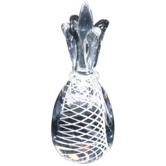 Steuben Figurative Crystal Fruit Sculpture Paperweight of Pineapple:: Signed
