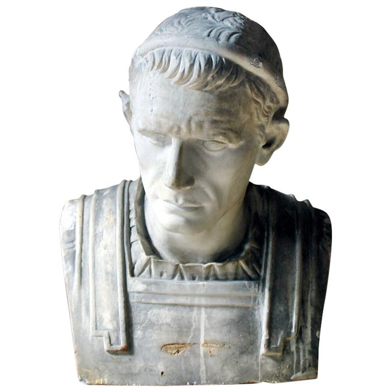 19th Century Painted Plaster Portrait Bust of Julius Caesar, circa 1880