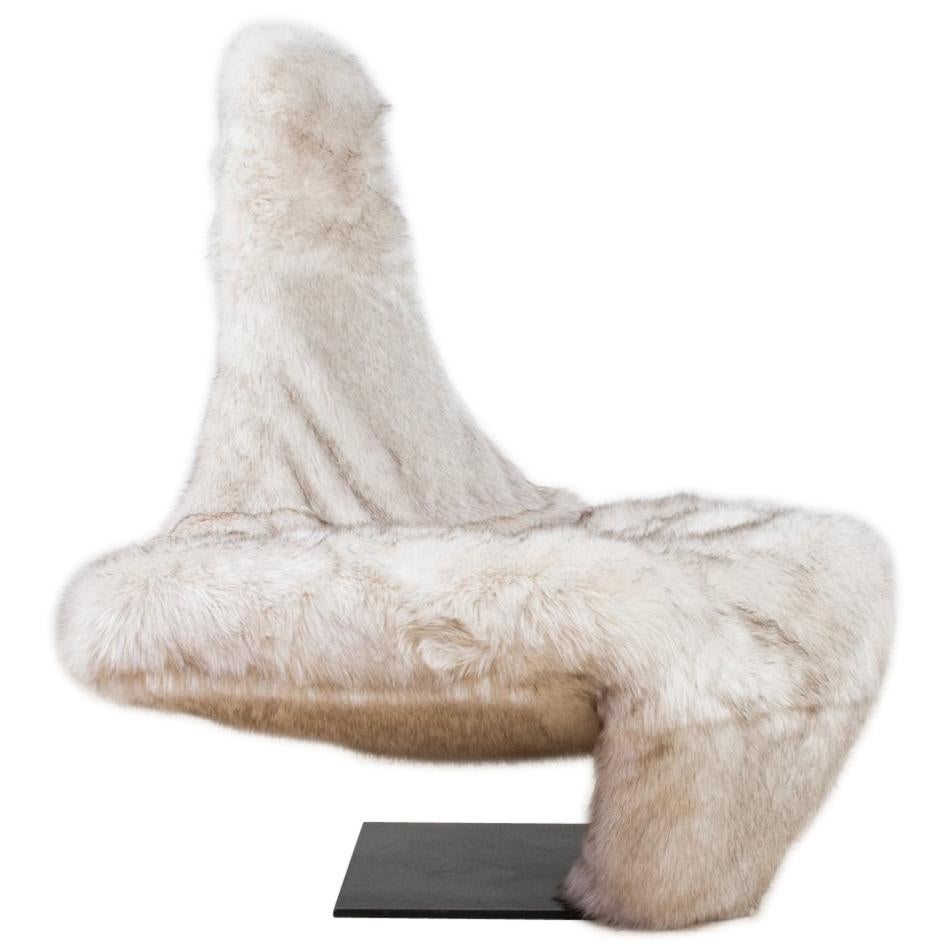 Sculptural Lounge Chair in faux fur by Jack Crebolder for Dover Design, 1982 For Sale