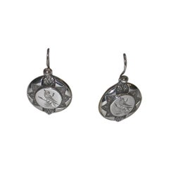 Pair of Circular Victorian Silver Earrings, Dated 1880