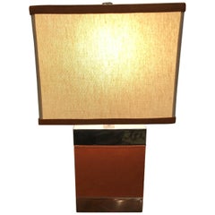 Chic Ralph Lauren Small Table Lamp Clad in Leather and Chrome