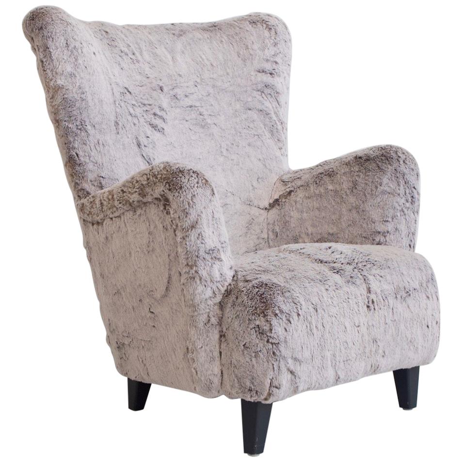 Faux Fur Upholstered Armchair, circa 1950