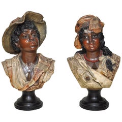 Conjunto de raros bustos de escayola, hacia 1900