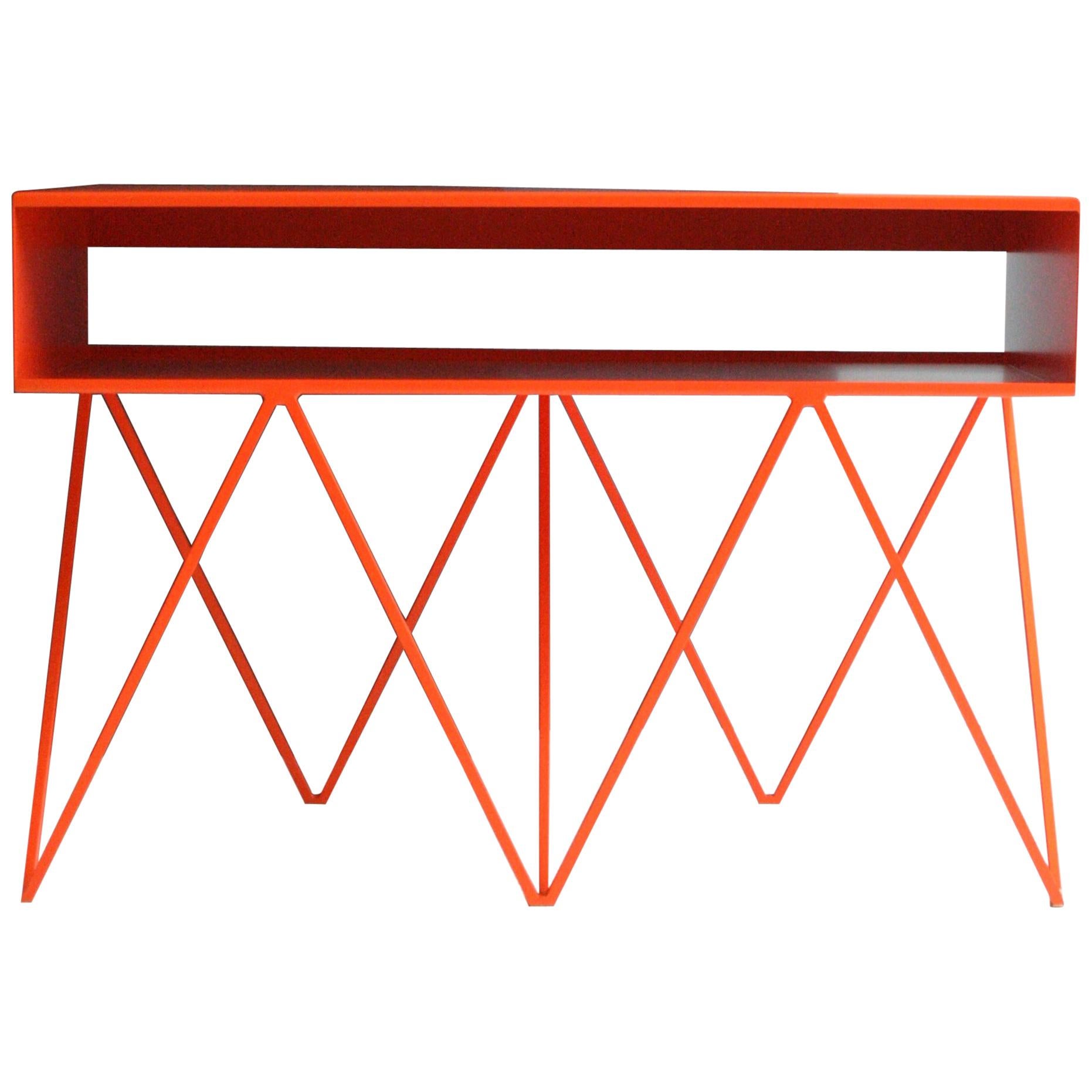 Robot Too Orange Steel Record Player Stand / Sideboard 
