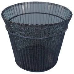 Large Mathieu Matégot Black Metal Waste Paper Basket, First Edition, 1950s