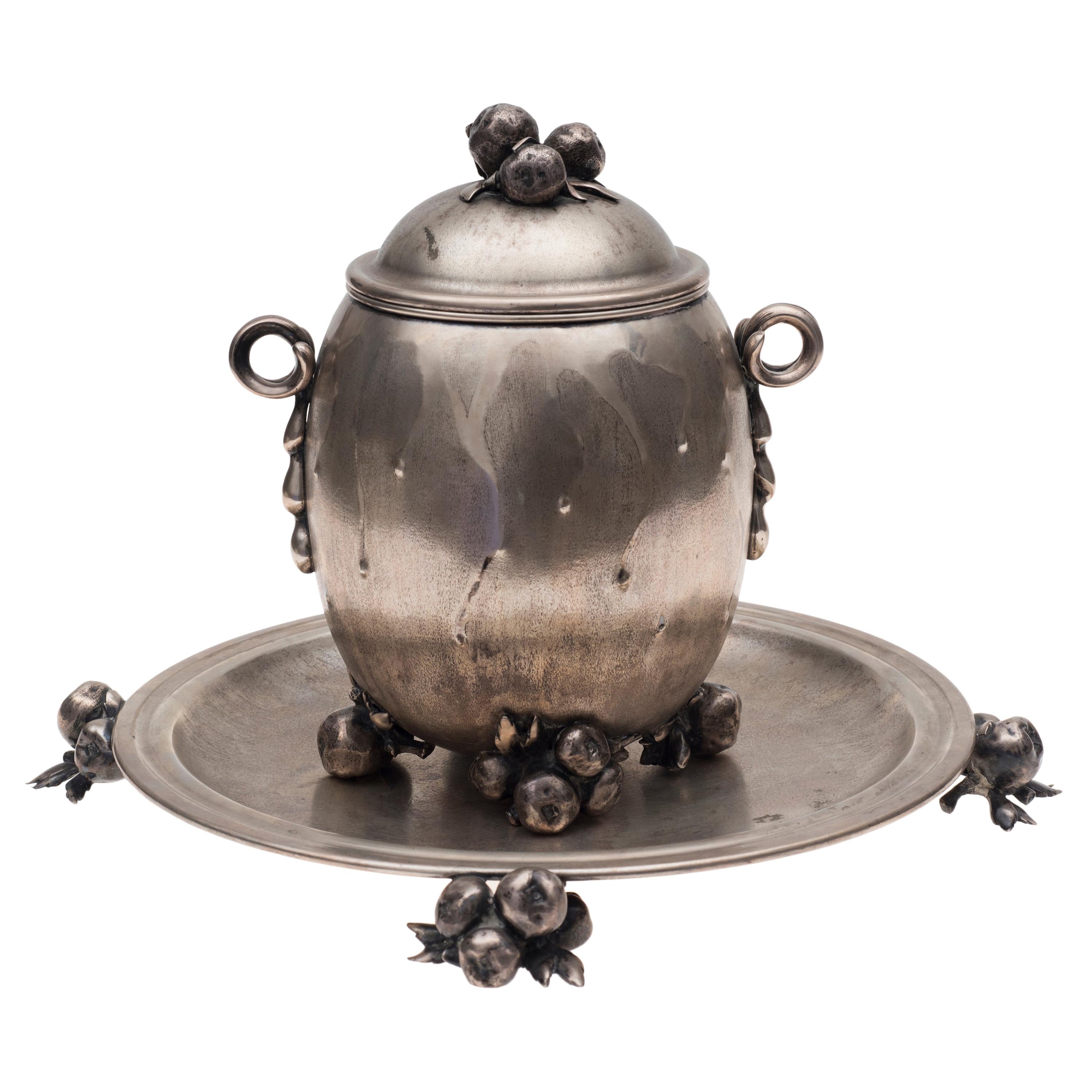 Vintage Silver Centrepiece and Tray by Luigi Genazzi, 1934-1944 For Sale
