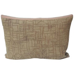 Vintage Dusty Pink Raffia Kuba Tribal Design Decorative Bolster Pillow