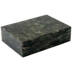 Used Labradorite Semi Precious Stone Box with Hinged Lid