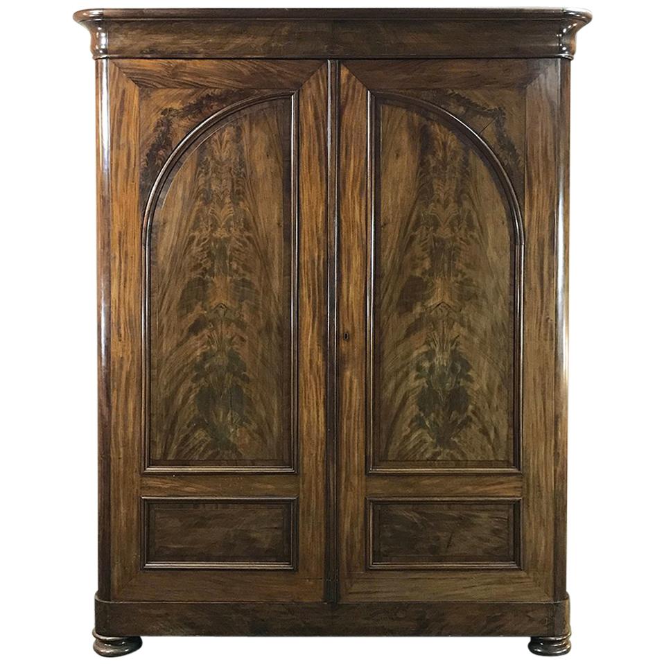 19th Century French Louis Philippe Period Burl Mahogany Armoire