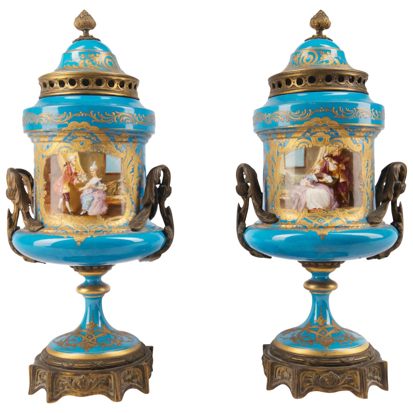 Pair 19th Century Sevres Style Vases