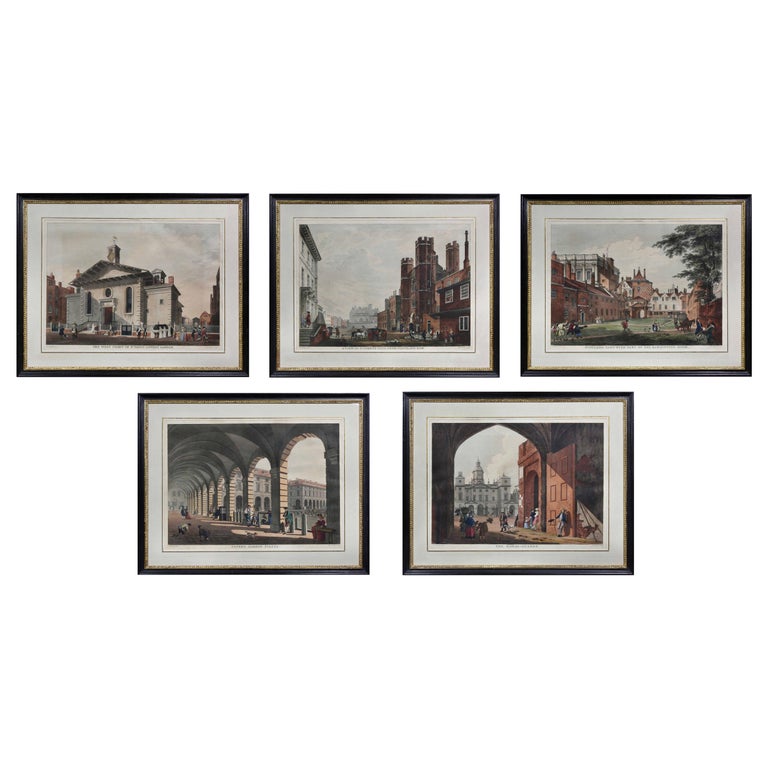 Edward Rooker Set of Five Handcolored Engravings of London by Edward Rooker For Sale ...