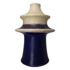 Kähler Danish Modern Blue, Lilac, Beige Tiered Handmade Ceramic Vase, 1960s