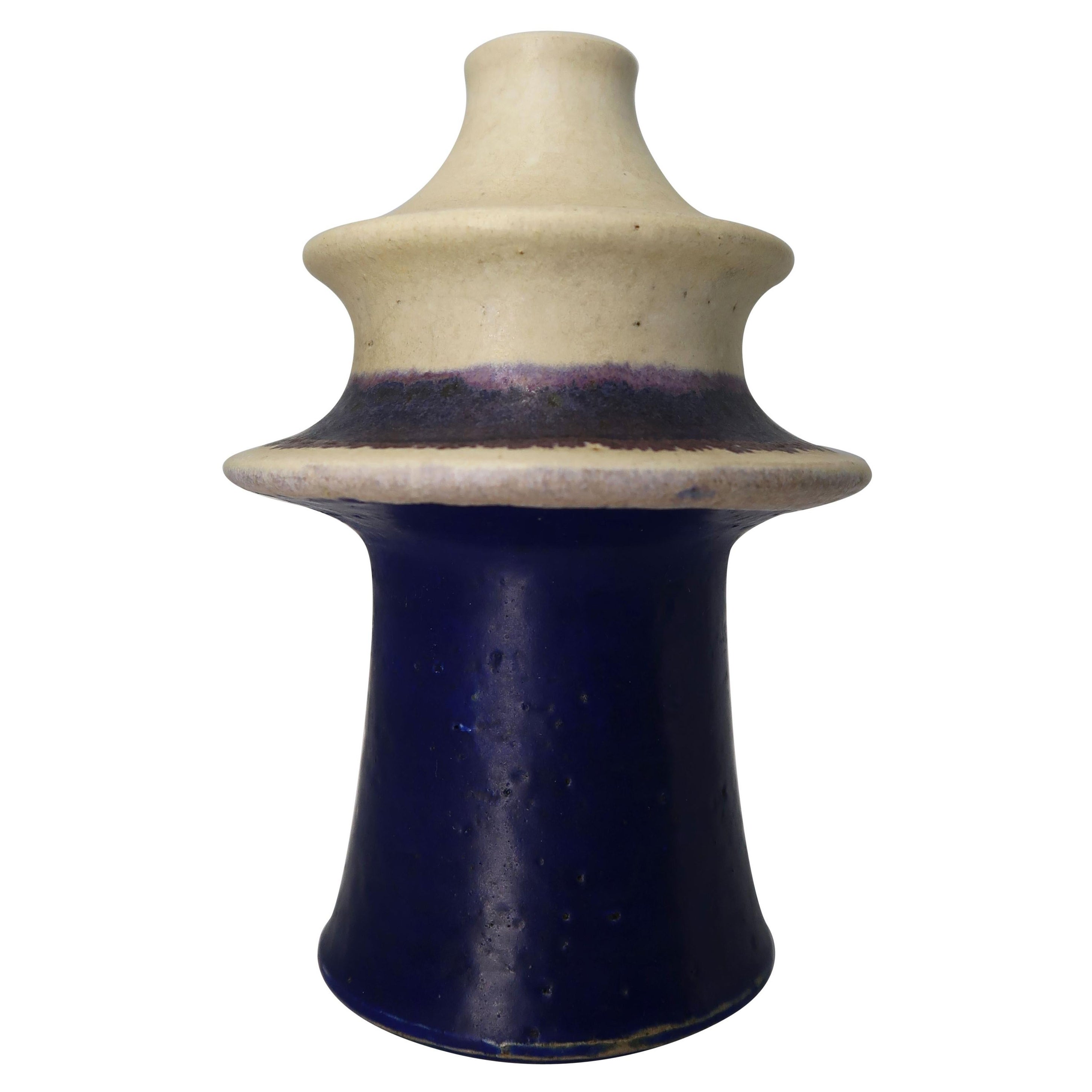 Danish Modern Blue, Lilac Tiered Ceramic Vase, Kähler, 1960s