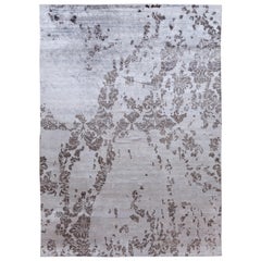 Contemporary Abstract Grey Silk Area Rug