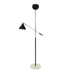 1960s System Standing Lamp by Stilux, Steel, Marble, Two Lights, Italy