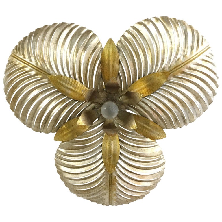 1970s Italian Palm Leaf Ceiling Light