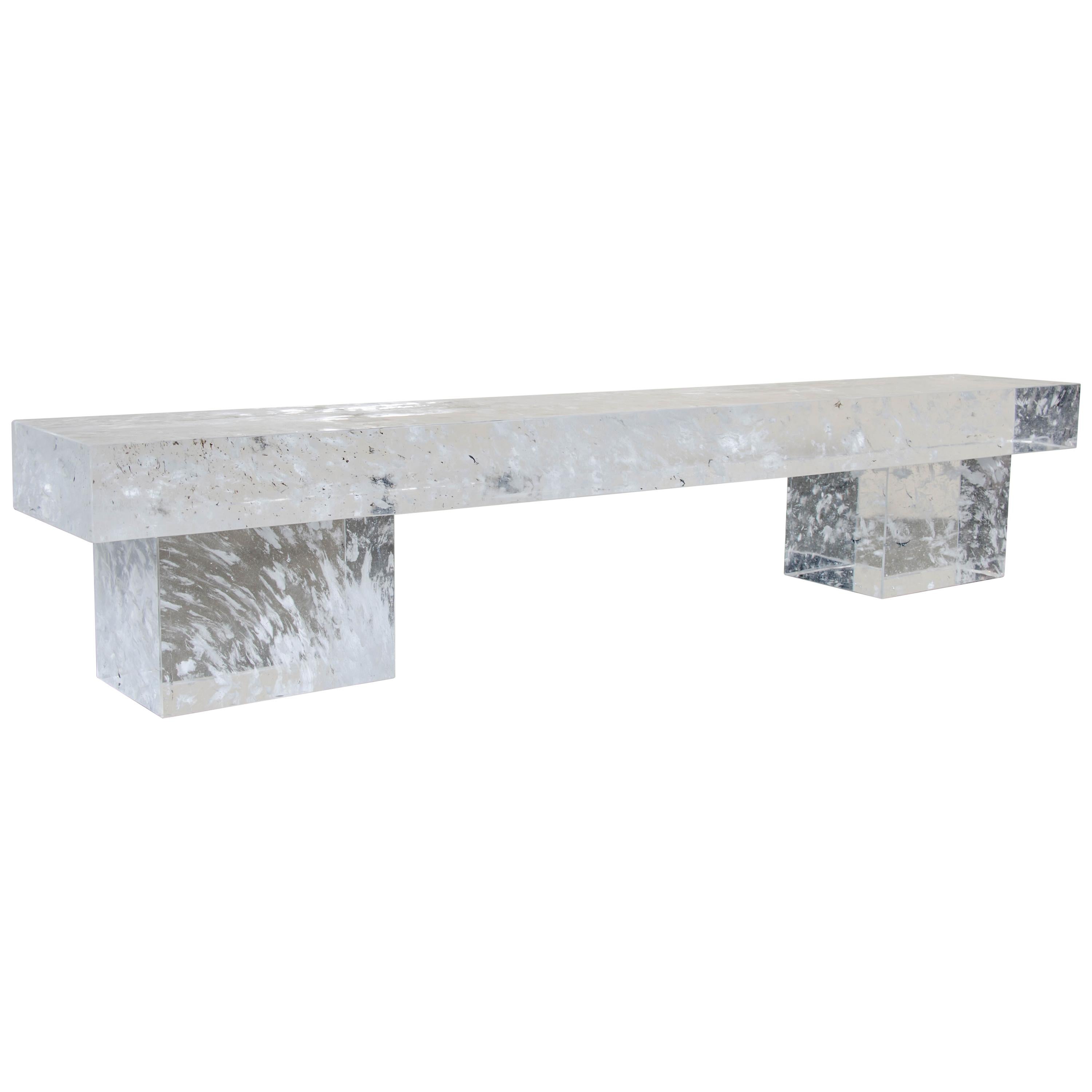 Crystal Low Bench by Robert Kuo, Hand Carved