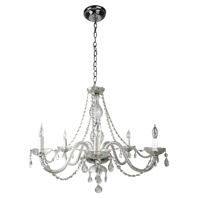 Crystal 5-Arm Chandelier with Roping For Sale