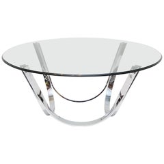 Roger Springer for Dunbar Chrome and Glass Coffee Table