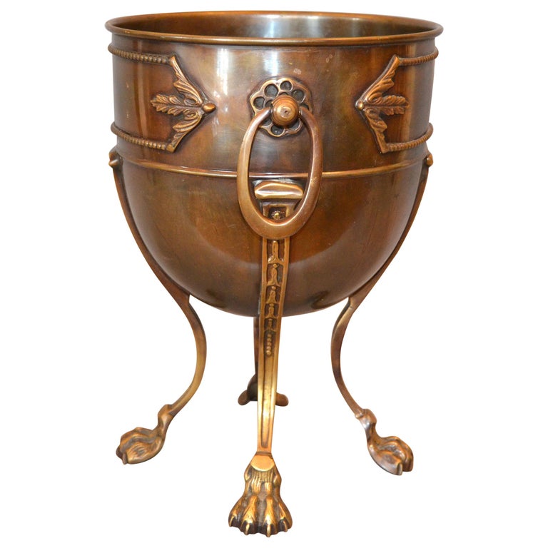 Vintage Handcrafted Ornate Bronze Wine Bucket, Ice Bucket with Claw Feet at  1stDibs