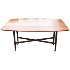 Table de salle à manger à abattants en noyer, moderne du milieu du siècle dernier, par Drexel, années 1960