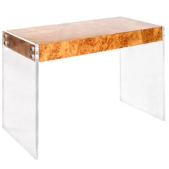 Bond Burled Wood and Lucite Desk