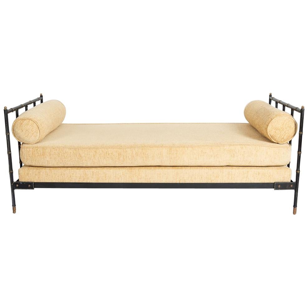 Jacques Quinet, Saddle-Stitched Leather Daybed, France, circa 1955