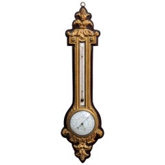 Antique French 19th Century Ormolu Barometer and Thermometer by Henry Dasson