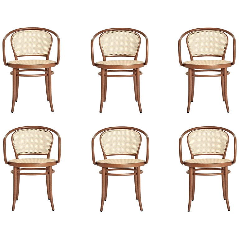 Set of 6 Rattan Dining Chairs in Nougat Brown For Sale at 1stdibs