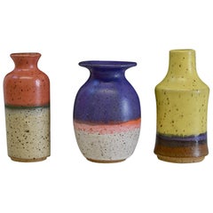 Set of Three Wheel-Thrown Ceramic Stoneware Mini Bottles by Signe Yberg