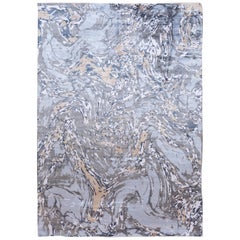 Tapis de soie indien abstrait contemporain du 21e siècle