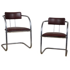Art Deco Tubular Chrome Chairs Pair