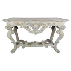 Early 20th Century French Carved Painted Console Table