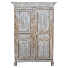 19th Century Rustic Swedish Painted Pine Armoire