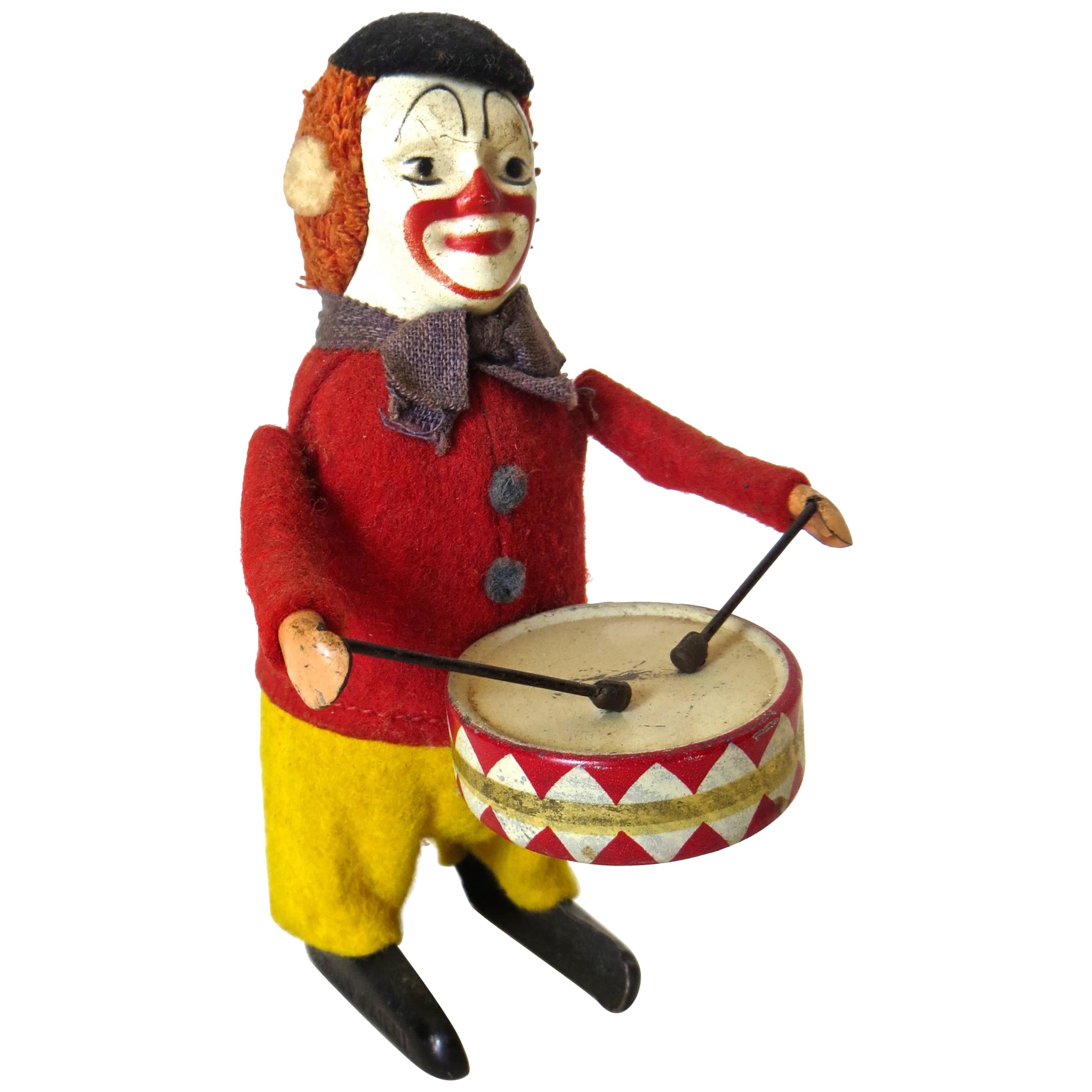 "Clown Drummer" Clockwork Toy Schuco, German, circa 1940