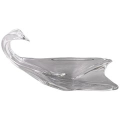 Crystal Swan Bowl Sculpture by Daum France